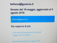 Lo screenshot del progetto e del dossier "bellezza@governo.it"