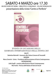 La locandina dell'iniziativa a Trecastelli per la festa delle donne