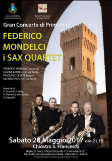 Locandina del concerto a Ostra del Federico Mondelci Sax Quartet