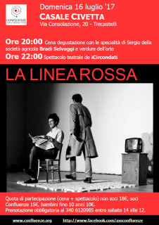 La locandina dello spettacolo La Linea Rossa, messo in scena da I Circondati