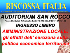 Gli effetti dell'Eurozona sulla politica economica territoriale - Incontro a San Rocco organizzato da Riscossa Italia