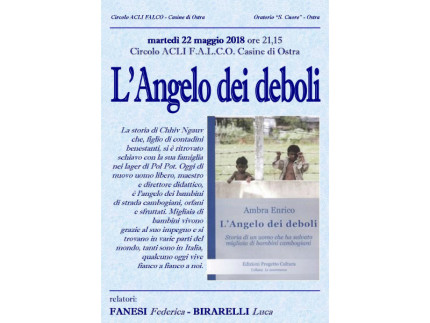 A Casine di Ostra la presentazione del libro "L'angelo dei deboli"