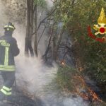 Terreno agricolo in fiamme a Montefortino di Arcevia