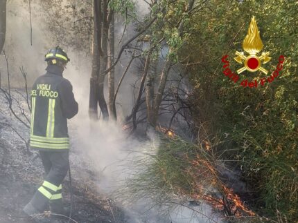 Terreno agricolo in fiamme a Montefortino di Arcevia