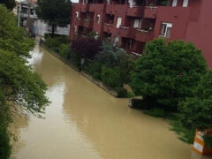 Senigallia, 3 maggio 2014. Via delle Mimose invasa da fango e acqua