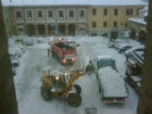 Sgombero neve nella piazza di Arcevia